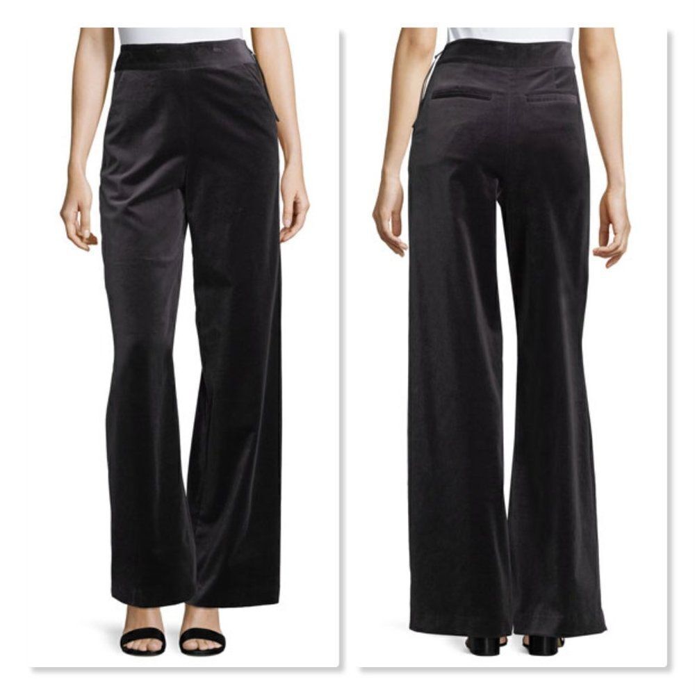 ✨ FRAME ✨ Velvet High-Waist Wide-Leg Pants - [Size 6, Black]